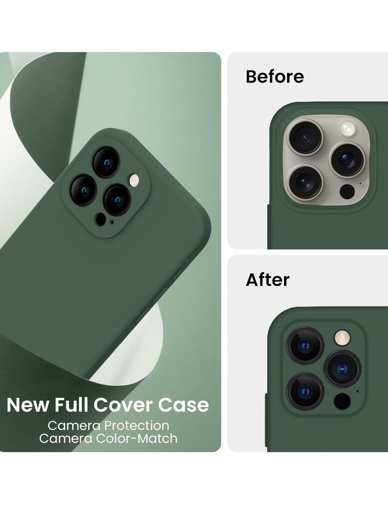 ELTRAZONE Designed for iPhone 15 Pro Max Case, Silicone Upgraded [Camera Protection] for iPhone 15 ProMax Case with [2 Screen Protectors], Anti-Scratch Microfiber Lining, 6.7 inch, Alpine Green - Image 3