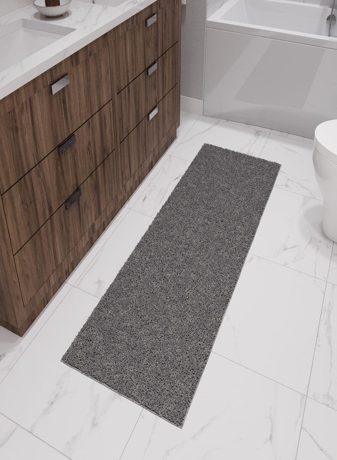 Ottomanson Non-Slip Bathroom Mat, Plush Soft Shag Bath Rug, Floor Mat for Entry Areas and Bedrooms, 3' x 4', Gray - Image 1