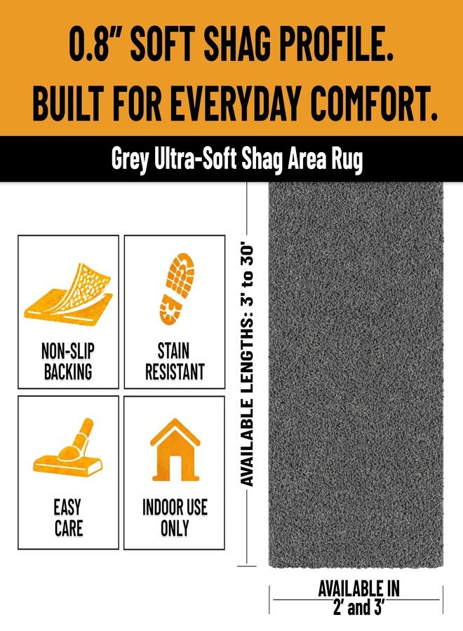 Ottomanson Non-Slip Bathroom Mat, Plush Soft Shag Bath Rug, Floor Mat for Entry Areas and Bedrooms, 3' x 4', Gray - Image 2