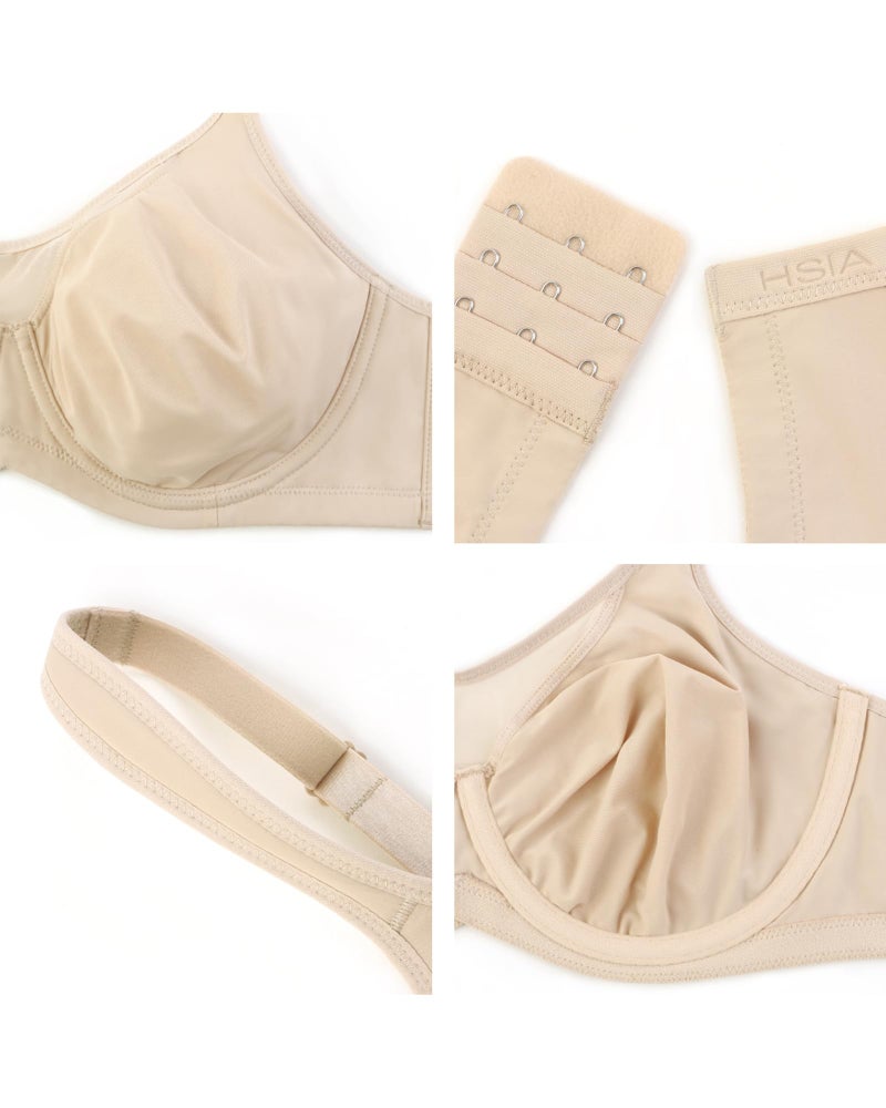 HSIA Minimizer Bras for Women Plus Size, Full Coverage Coolcomfort T Shirt Unlined Bra with Underwire for Heavy Breast, Light Beige 36DD - Image 5
