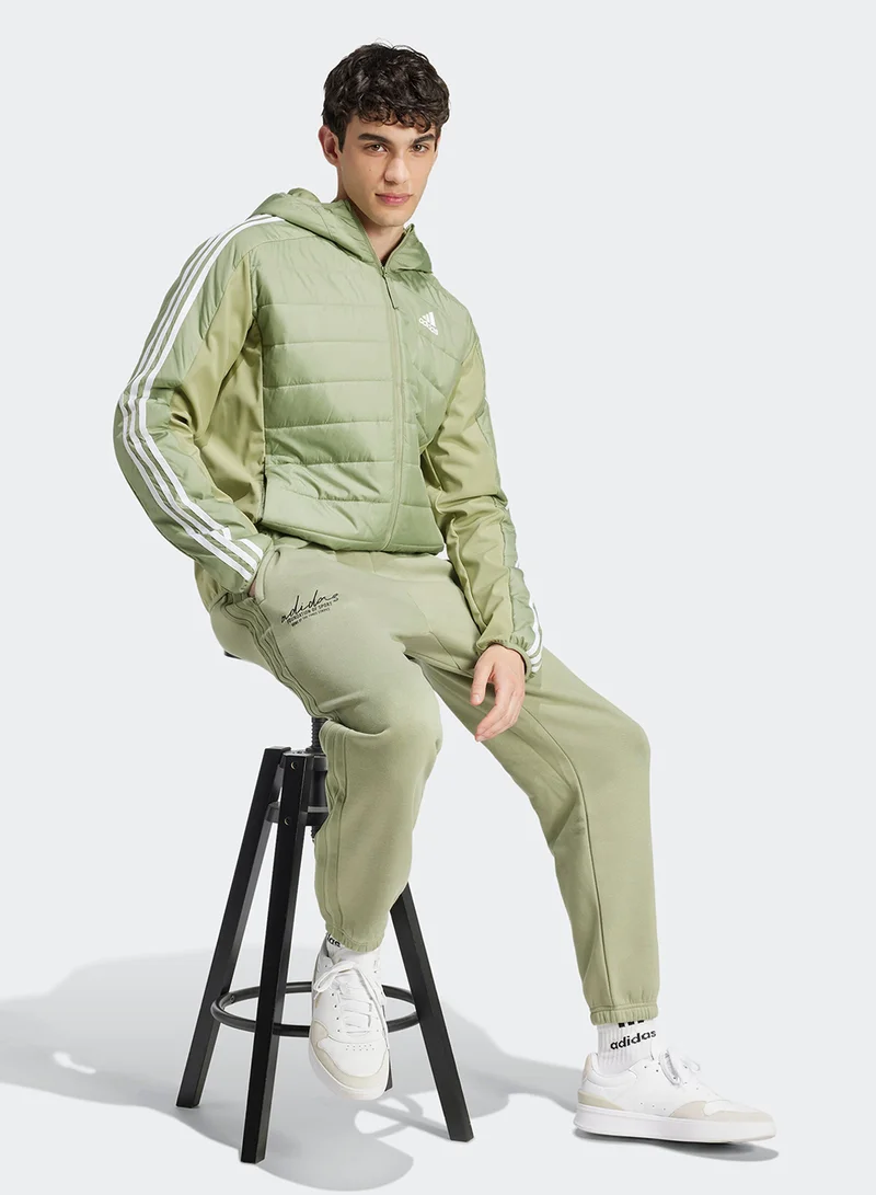 Adidas Essentail 3 Stripe Insulated Hybrid Jacket