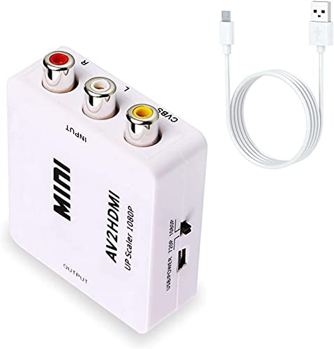ETZIN AV to HDMI, 1080P Mini RCA Composite CVBS AV to HDMI Video Audio Converter Adapter Supporting PAL/NTSC with USB Charge Cable for PC Laptop Xbox PS4 PS3 TV STB VHS VCR Camera DVD - Image 2