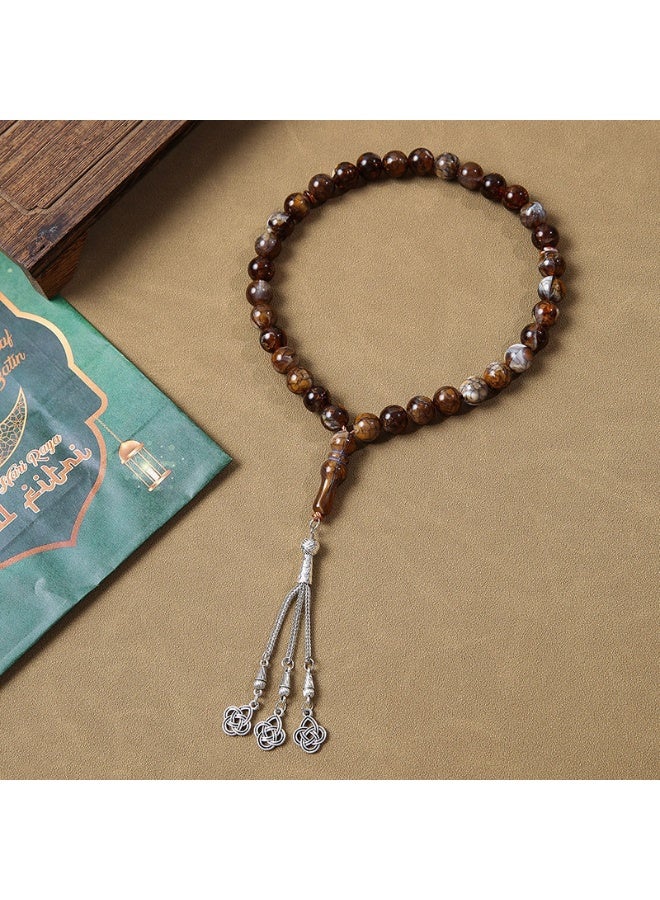 NIBEMINENT 33 Muslim Prayer Beads Orange-black/12mm