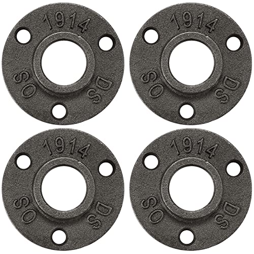 Home TZH 3/4" Floor Flange, Home TZH Malleable Iron Threaded Pipe Flange Fittings for Industrial vintage style, Flanges with Threaded Hole for DIY Project/Furniture/Shelving Decoration(4 Pack) - Image 1