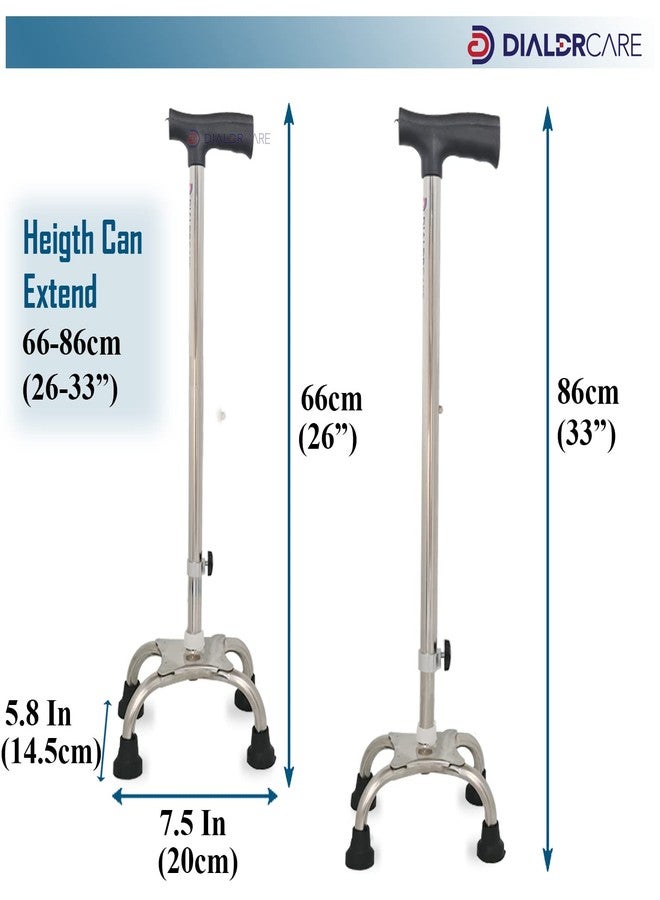 DIALDRCARE Mobility Aid Folding Walking Stick with Small 4 Leg Base, Comfortable Handle for Elderly, Seniors, Disabled - Image 2