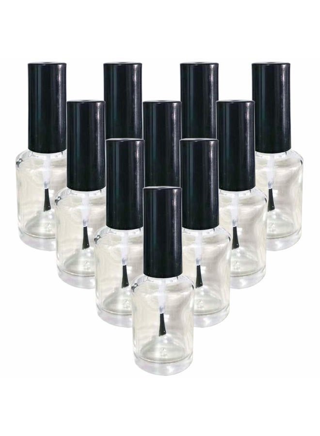 Quupy 10Pcs 15ml Empty Glass Nail Polish Bottles with Brush and Black Cap Refillable Round Clear Nail Polish Vials Storage Containers for Nail Art - Image 1