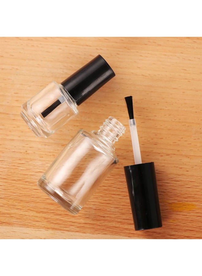 Quupy 10Pcs 15ml Empty Glass Nail Polish Bottles with Brush and Black Cap Refillable Round Clear Nail Polish Vials Storage Containers for Nail Art - Image 4