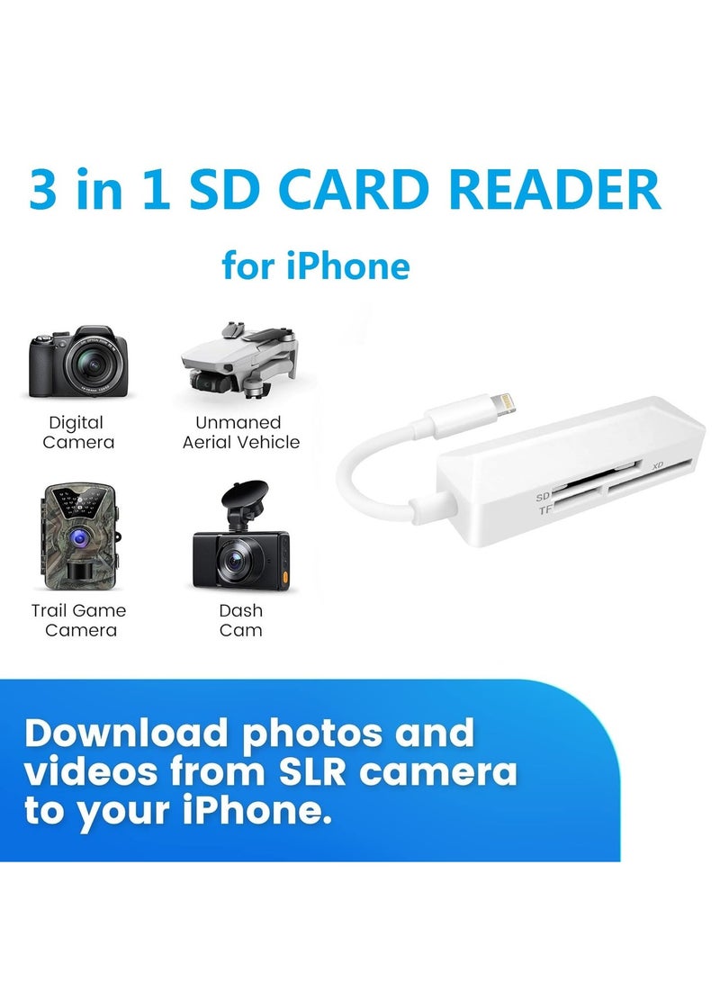 Excefore Lightning SD Card Reader for iPhone - High-Speed Memory Adapter for iPhone 14/13/12/11/XS/XR/X/8/7/6/5 - Supports SD/TF/XD 128G 256G - Image 2