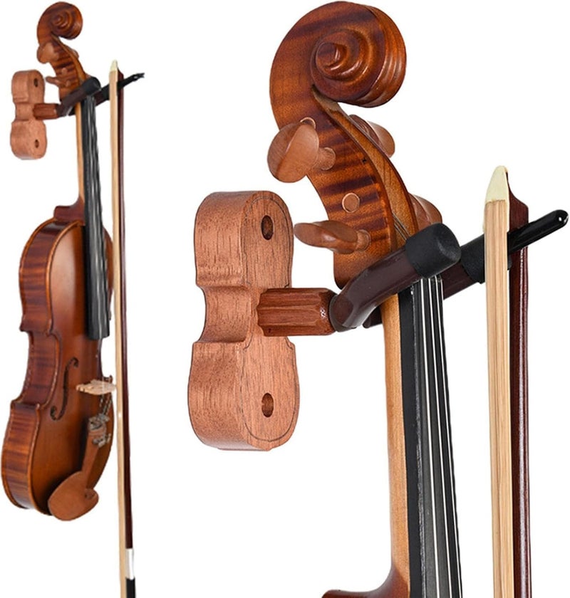 KalamkariX Violin Stand, Mahogany Wood Violin Hook with Hard Case, Adjustable Height for Musicians, Portable Foldable Design for Outdoor Use, Violin Accessories, Violin Musical Instrument Stander - Image 1