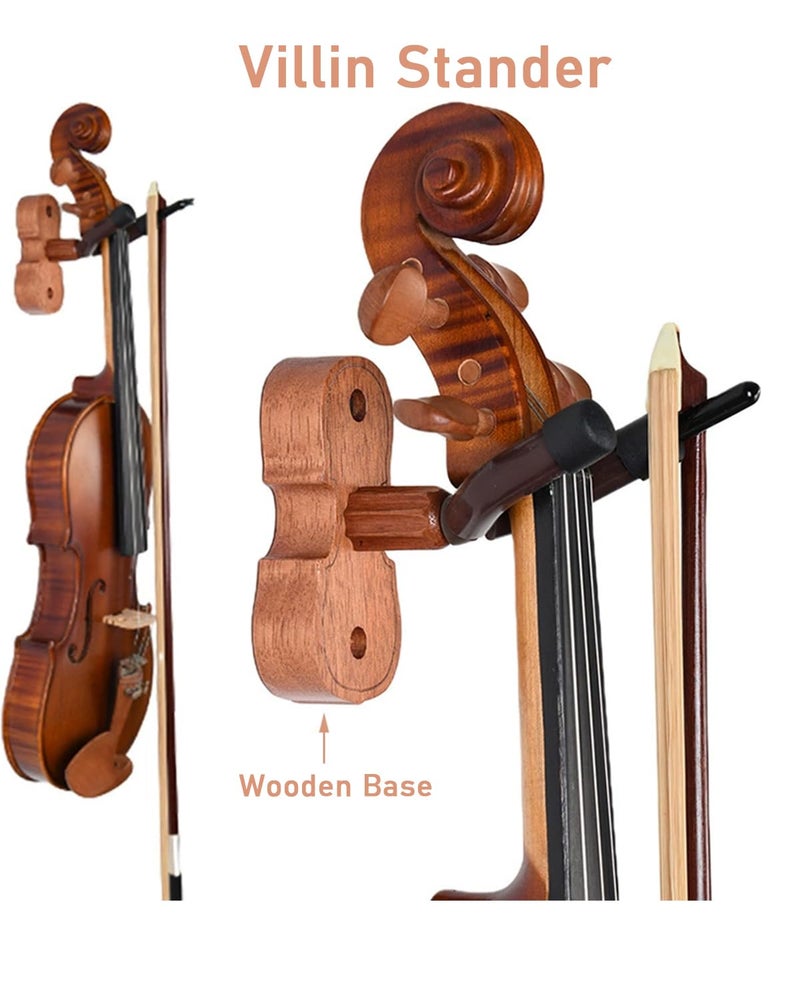 KalamkariX Violin Stand, Mahogany Wood Violin Hook with Hard Case, Adjustable Height for Musicians, Portable Foldable Design for Outdoor Use, Violin Accessories, Violin Musical Instrument Stander - Image 3