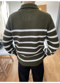 Cool Tarz Cool Style Khaki-White Men's Regular Zippered Fisherman Knitwear Sweater  - Image 3