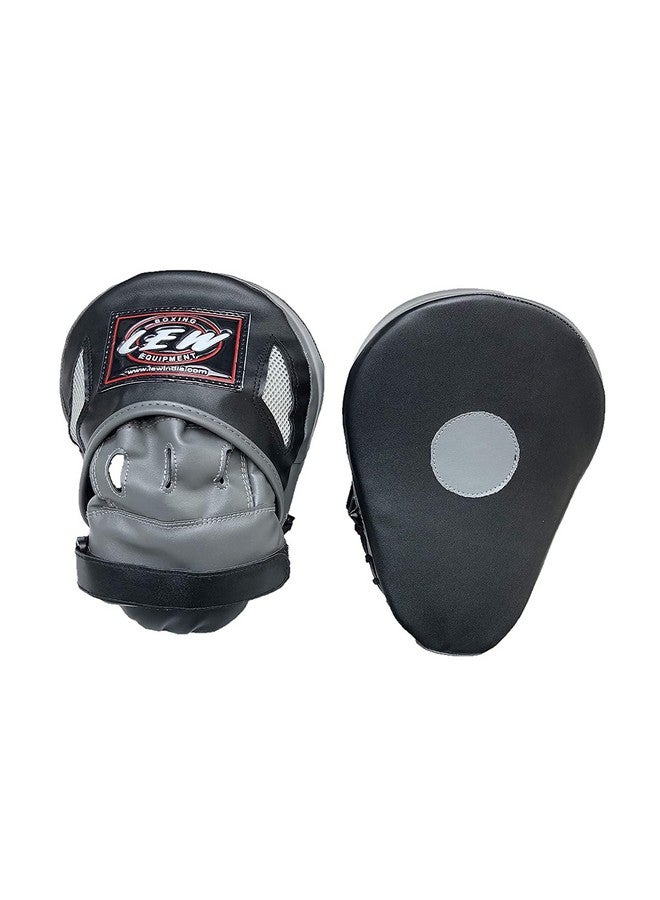 LEW Boxing Focus Curved Maya Hide Leather Hook and Jab Target Hand Pads - Great for MMA, Synthetic Leather Pleather (Black & Grey) - Image 1