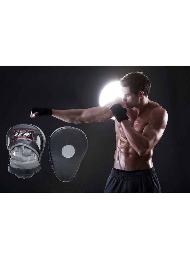 LEW Boxing Focus Curved Maya Hide Leather Hook and Jab Target Hand Pads - Great for MMA, Synthetic Leather Pleather (Black & Grey) - Image 4