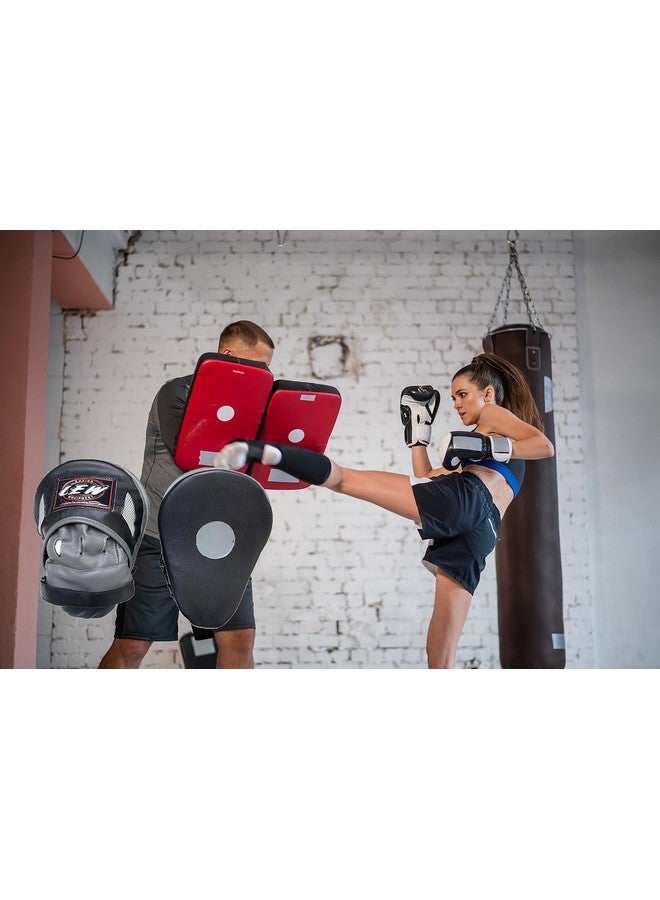 LEW Boxing Focus Curved Maya Hide Leather Hook and Jab Target Hand Pads - Great for MMA, Synthetic Leather Pleather (Black & Grey) - Image 5