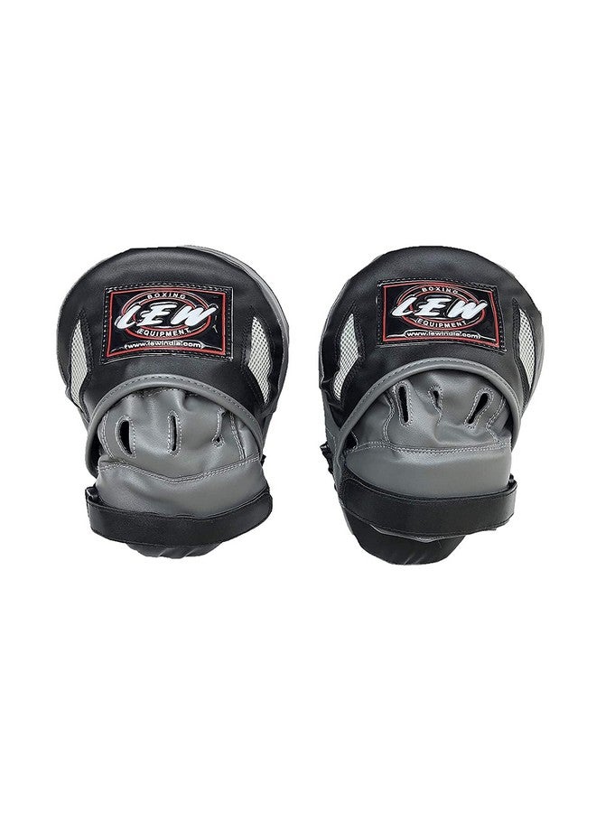 LEW Boxing Focus Curved Maya Hide Leather Hook and Jab Target Hand Pads - Great for MMA, Synthetic Leather Pleather (Black & Grey) - Image 2