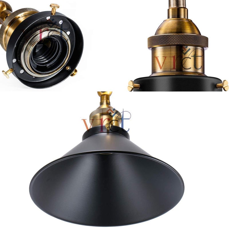 VRCT Black Antique 240 Degree Adjustable Vintage Industrial Wall Sconce Light 3 PackIron - Image 4