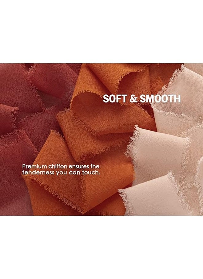 Zeemey 3 Rolls Chiffon Silk Ribbon 1 1/2 Inch x 21Yd Handmade Frayed Edge Terracotta Fall Ribbons for Gift Wrapping Bridal Bouquets Baby Shower Wedding Invitations Burnt Orange(4cm*5m)  - Image 3