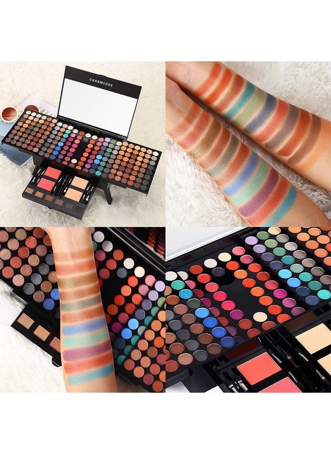 CHARMCODE 190 Colors Cosmetic Make Up Palette Set Kit Combination With Eyeshadow Facial Blusher Eyebrow Powder Face Concealer Powder Eyeliner Pencil A Mirror All In One Makeup Gift Set (Multicolor)  - Image 3