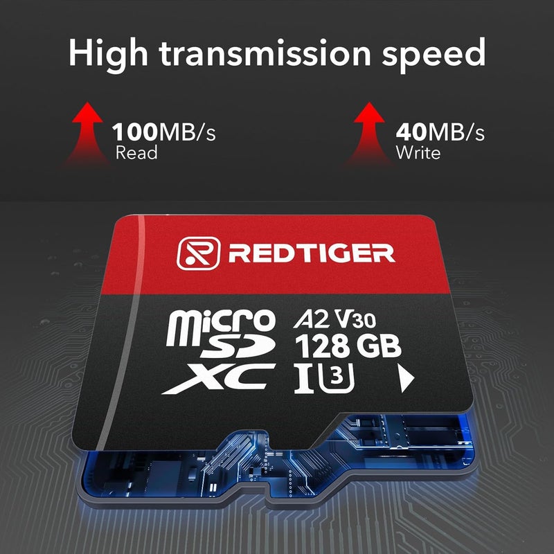 REDTIGER High Speed 128GB Micro SD Card with Adapter - UHS-I Class 10, U3, V30 for 4K Video Recording - Image 4