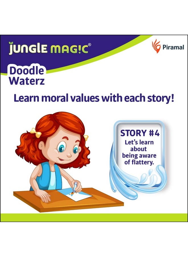 Jungle Magic - Jungle Magic Metal Doodle Waterz - Reusable I Water Colouring Book - Panchtantra Story I Fox & Crow I Self-Drying With Easy To Hold Water Pen I Educational Toy For Kids - Image 1