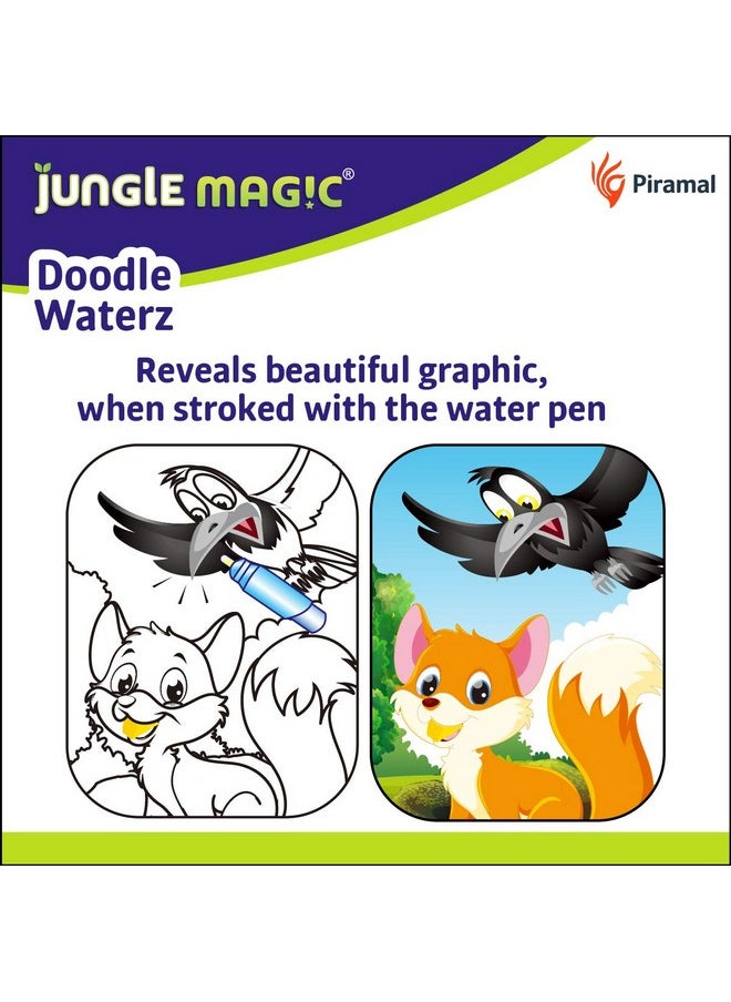 Jungle Magic - Jungle Magic Metal Doodle Waterz - Reusable I Water Colouring Book - Panchtantra Story I Fox & Crow I Self-Drying With Easy To Hold Water Pen I Educational Toy For Kids - Image 1