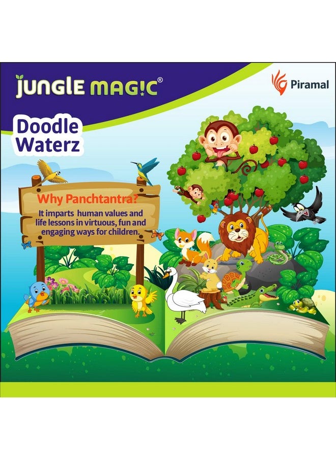 Jungle Magic - Jungle Magic Metal Doodle Waterz - Reusable I Water Colouring Book - Panchtantra Story I Fox & Crow I Self-Drying With Easy To Hold Water Pen I Educational Toy For Kids - Image 1