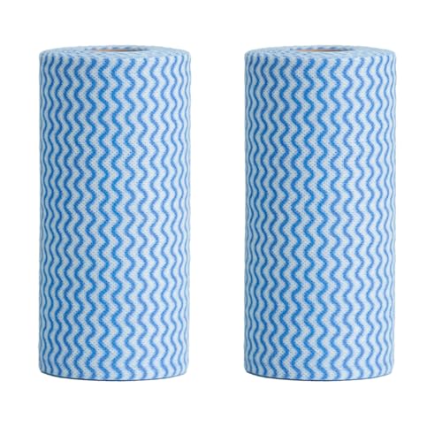 Faliuepe Disposable Dish Cloths Roll Reusable Kitchen Towels Heavy Duty Blue Cleaning Rags for Kitchen All Purpose Disposable Cleaning Towels-200 Sheets - Image 1