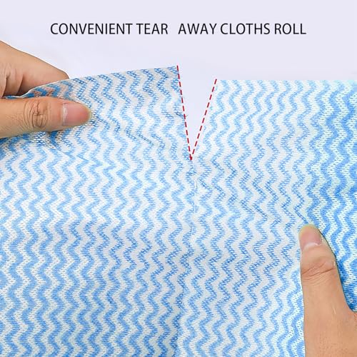 Faliuepe Disposable Dish Cloths Roll Reusable Kitchen Towels Heavy Duty Blue Cleaning Rags for Kitchen All Purpose Disposable Cleaning Towels-200 Sheets - Image 4