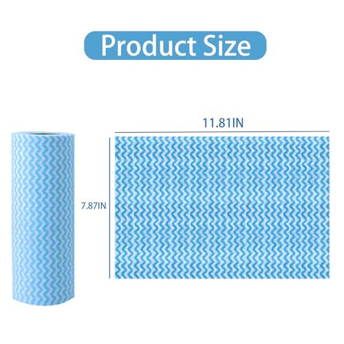 Faliuepe Disposable Dish Cloths Roll Reusable Kitchen Towels Heavy Duty Blue Cleaning Rags for Kitchen All Purpose Disposable Cleaning Towels-200 Sheets - Image 2
