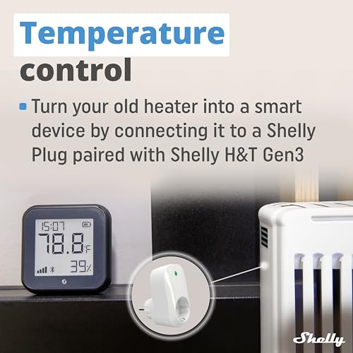 Shelly H&T Gen3 Black | Wi-Fi and Bluetooth Smart Temperature & Humidity Sensor with Remote App Control & Monitoring | Smart Scenes | Notification Alerts | LCD Display | Free Data Storage Export - Image 2