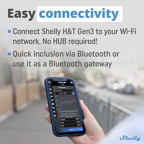 Shelly H&T Gen3 Black | Wi-Fi and Bluetooth Smart Temperature & Humidity Sensor with Remote App Control & Monitoring | Smart Scenes | Notification Alerts | LCD Display | Free Data Storage Export - Image 5