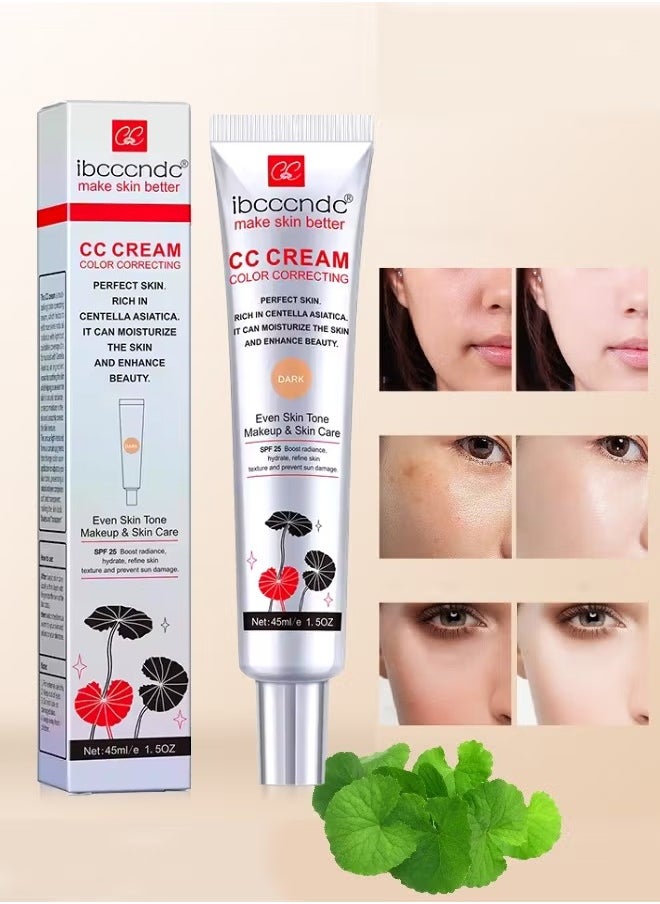 ibcccndc CC Cream Color Correcting Gel with Centella Asiatica Full Coverage Foundation Hydrating Cream and SPF 25 Sunscreen Even Skin Tone Moisturizing Hydrating Serum Dark  - Image 1
