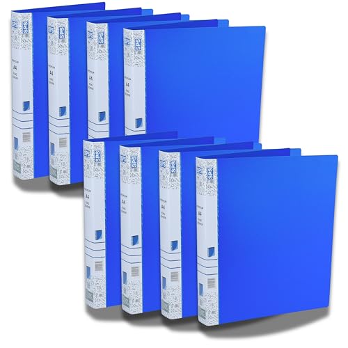SPS A4 Size 2D Ring Binder File, Office File for Certificates and Documents | for Office and School Documentation, Blue - Pack of 8 - Image 1