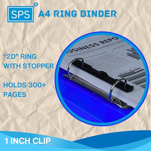SPS A4 Size 2D Ring Binder File, Office File for Certificates and Documents | for Office and School Documentation, Blue - Pack of 8 - Image 2
