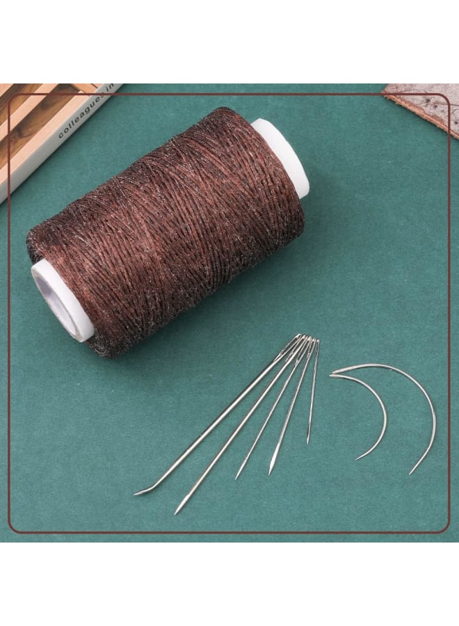 Leather Waxed Thread, 250M Sewing Waxed Thread Cord with Heavy Duty Needles, Upholstery Repair Sewing Thread Kit for Bookbinding, Shoe Repairing, Leather Projects (Dark Brown)  - Image 5
