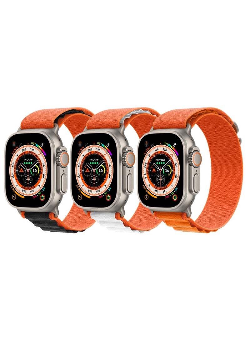 CATANES 3x of watch band for 44mm 45mm 49mm Sport Loop Nylon Band for Apple Watch Series 1–10 - SE - Ultra and Ultra 2 - Breathable and Adjustable - Orange - Image 3