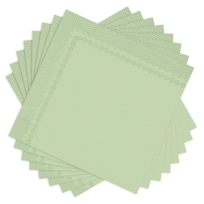 مناديل ورقية خضراء قابلة للتخلص منها 13 × 13 بوصة 160 قطعة ديكور أنيق للمائدة لحفلات الزفاف وأعياد الميلاد - Image 2