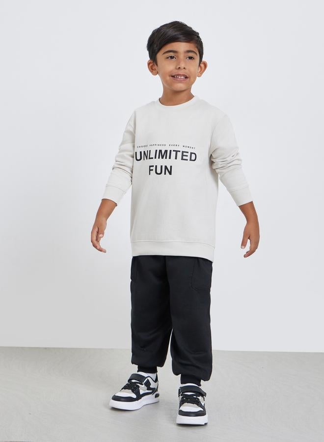 Styli Boys Off White Graphic Print Relaxed Fit Sweatshirt - Image 2