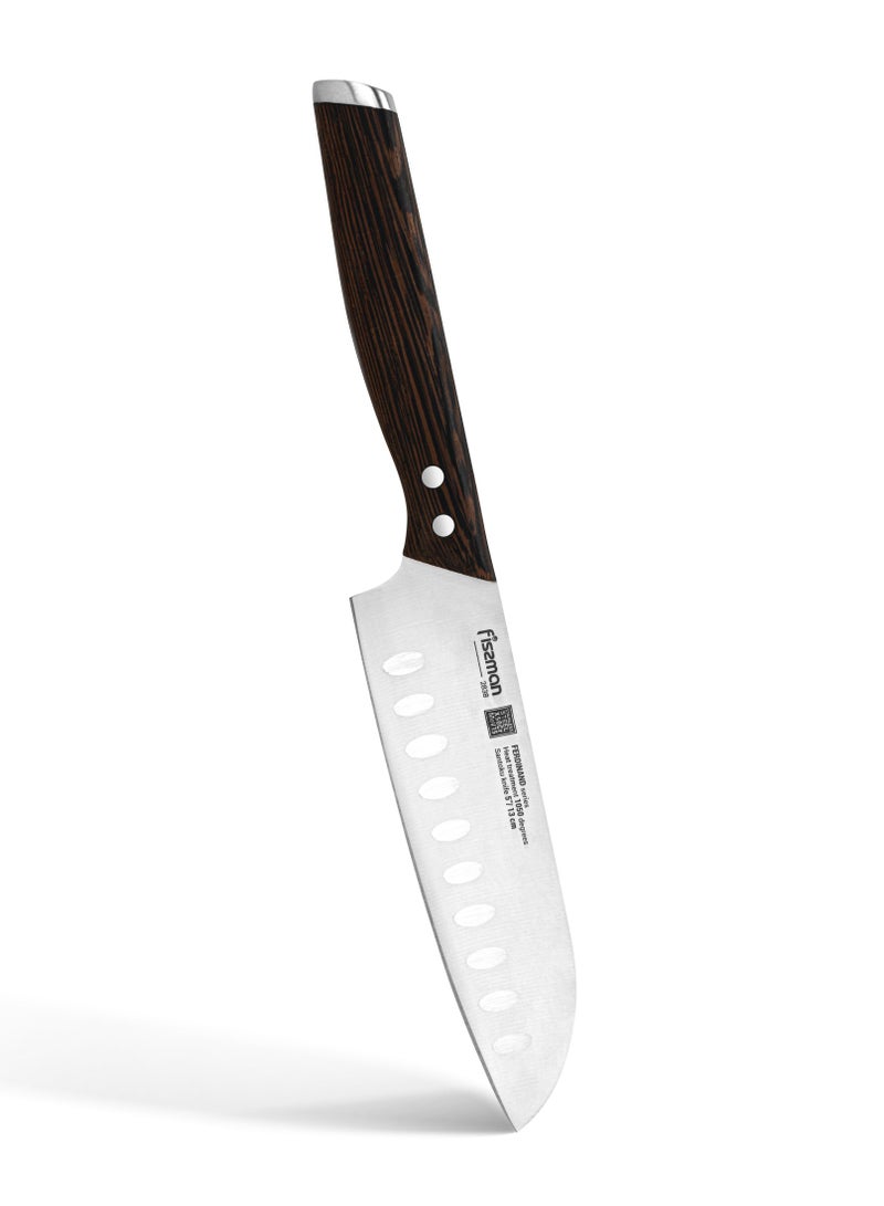 فيسمان سلسلة Santoku Ferdinand مقاس 5 بوصات بشفرة حادة ومقبض قوي غير قابل للانزلاق بتصميم بسيط من الفولاذ المقاوم للصدأ مناسب لمطعم المنزل  - Image 1