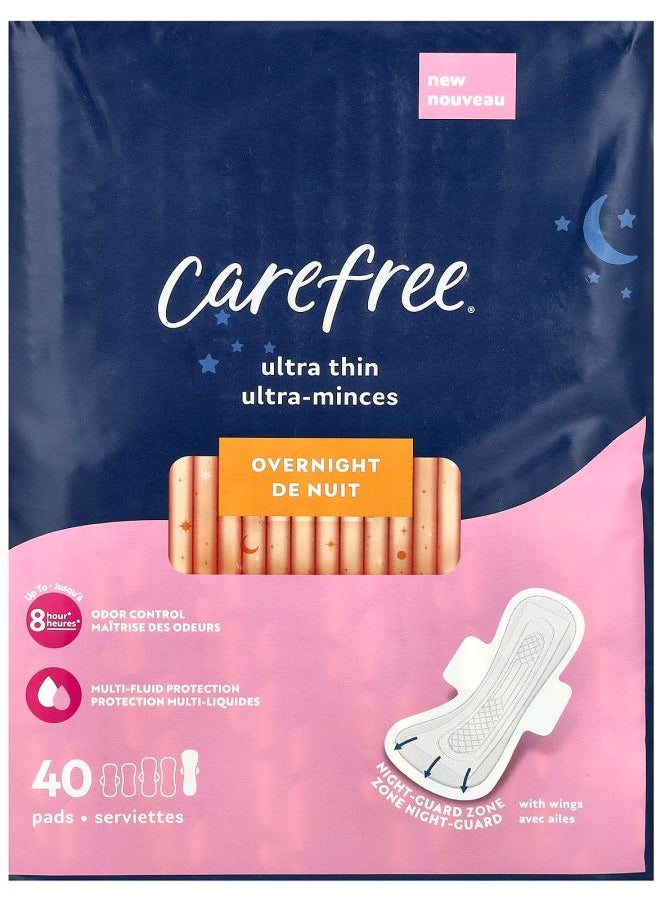 Carefree Ultra Thin Overnight with Wings 40 Pads 