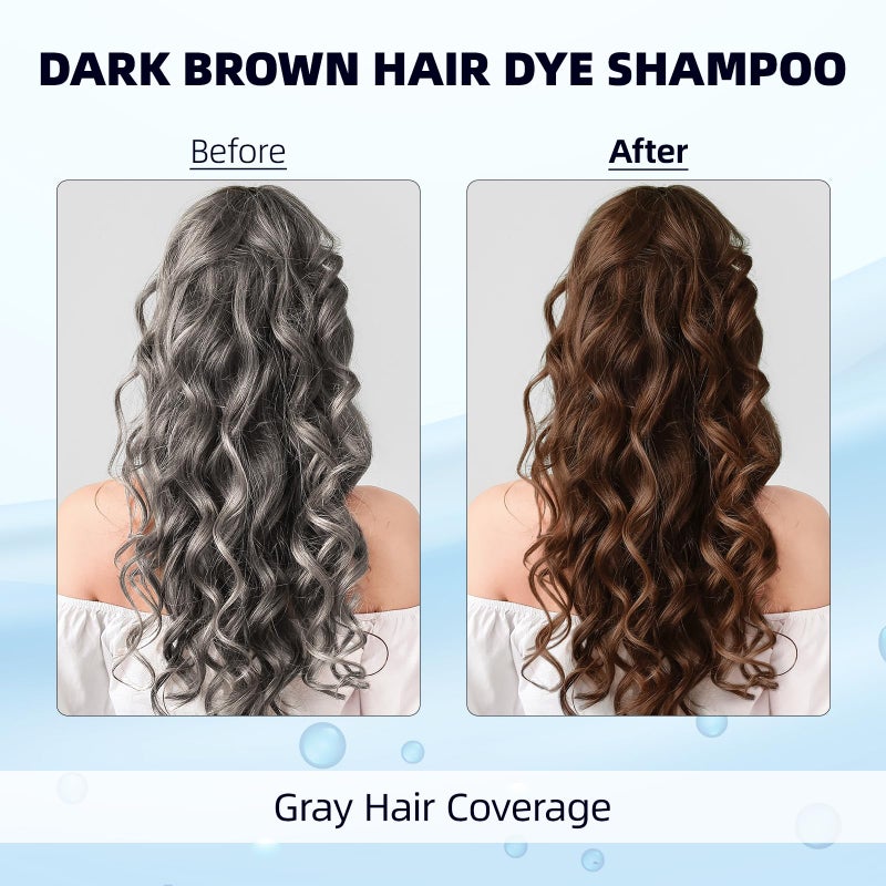 Ivnil Dark Brown Hair Dye Shampoo 3 in 1 for Women/Men Hair Color for Grey Coverage Seimi Permanent Instant Champu Para Canas Mujer for Men - Image 2