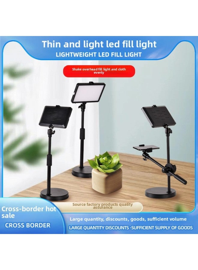 ضوء LED مربع مباشر للرماية المسطحة ضوء ناعم قابل للتعديل بثلاثة ألوان للتصوير المباشر - المواصفات: ضوء ملء مربع 8 بوصة + بلوتوث + حامل طاولة تلسكوبي - Image 2