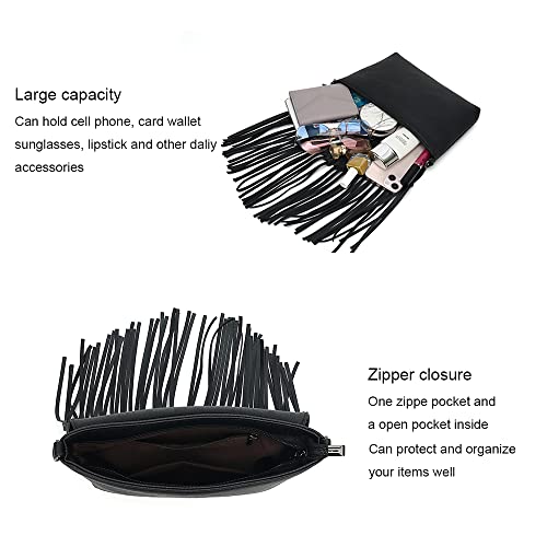 ZOVYRON Fringe Crossbody Purse for Women, Vintage Leather Western Boho Purse, Tassel Small Handbag Shoulder Bag - Image 5