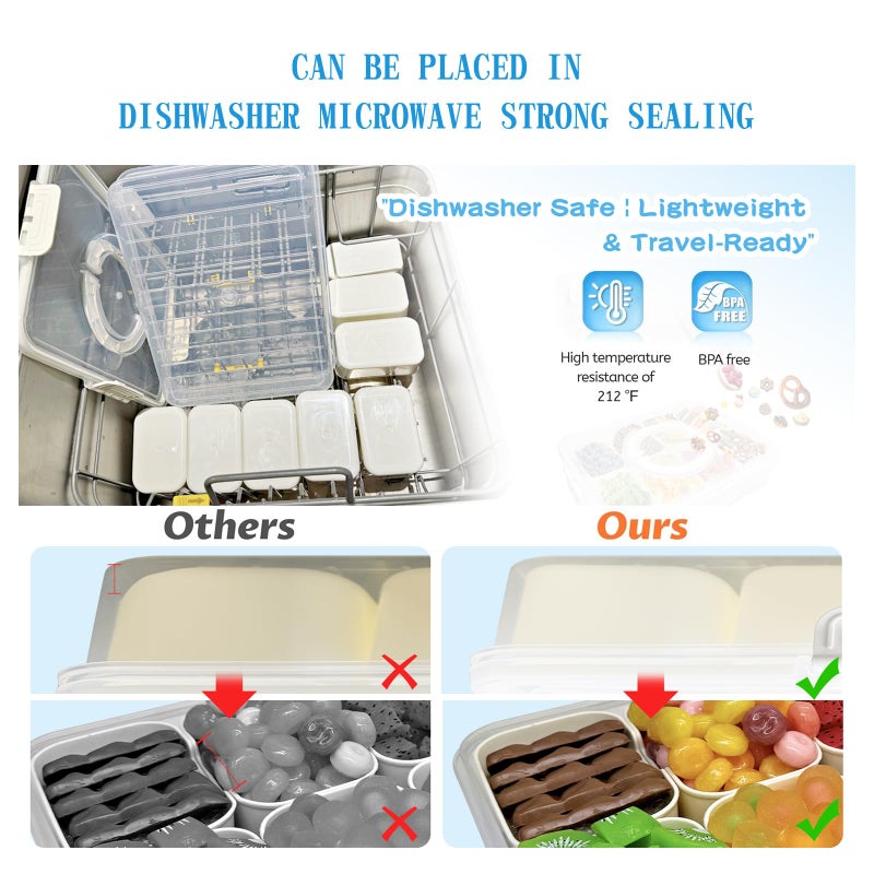FZDSY 8-Compartment Snackle Snack Bowl with Lid-Microwave & Dishwasher Safe Divided Serving Bowl for Fruit,Veggies & Snacks-Portable Snack Organizer for Picnics,Road Trips & Parties (1 pcs 8 Compartment) - Image 4