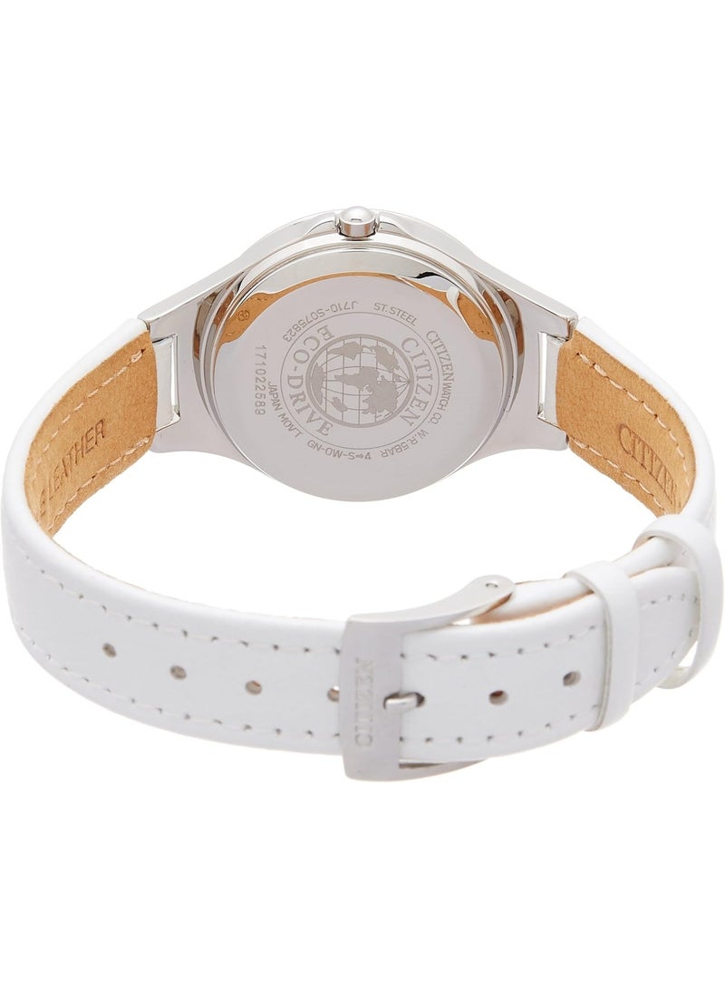 CITIZEN Eco-Drive Women’s Watch FE1020-11B, 30 mm White Dial, Stainless Steel Case & Leather Strap, 50 m WR - Image 2
