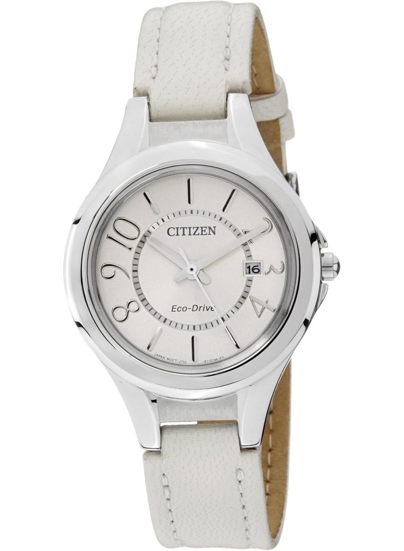 CITIZEN Eco-Drive Women’s Watch FE1020-11B, 30 mm White Dial, Stainless Steel Case & Leather Strap, 50 m WR - Image 1