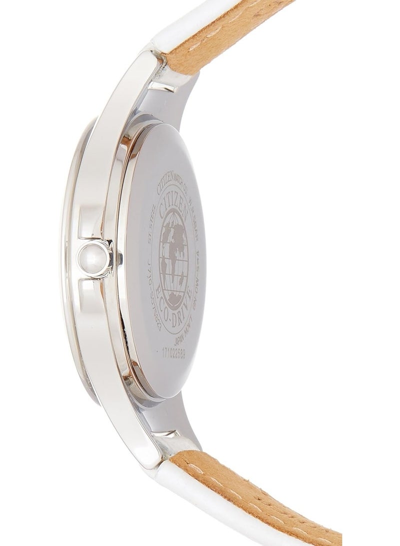 CITIZEN Eco-Drive Women’s Watch FE1020-11B, 30 mm White Dial, Stainless Steel Case & Leather Strap, 50 m WR - Image 3