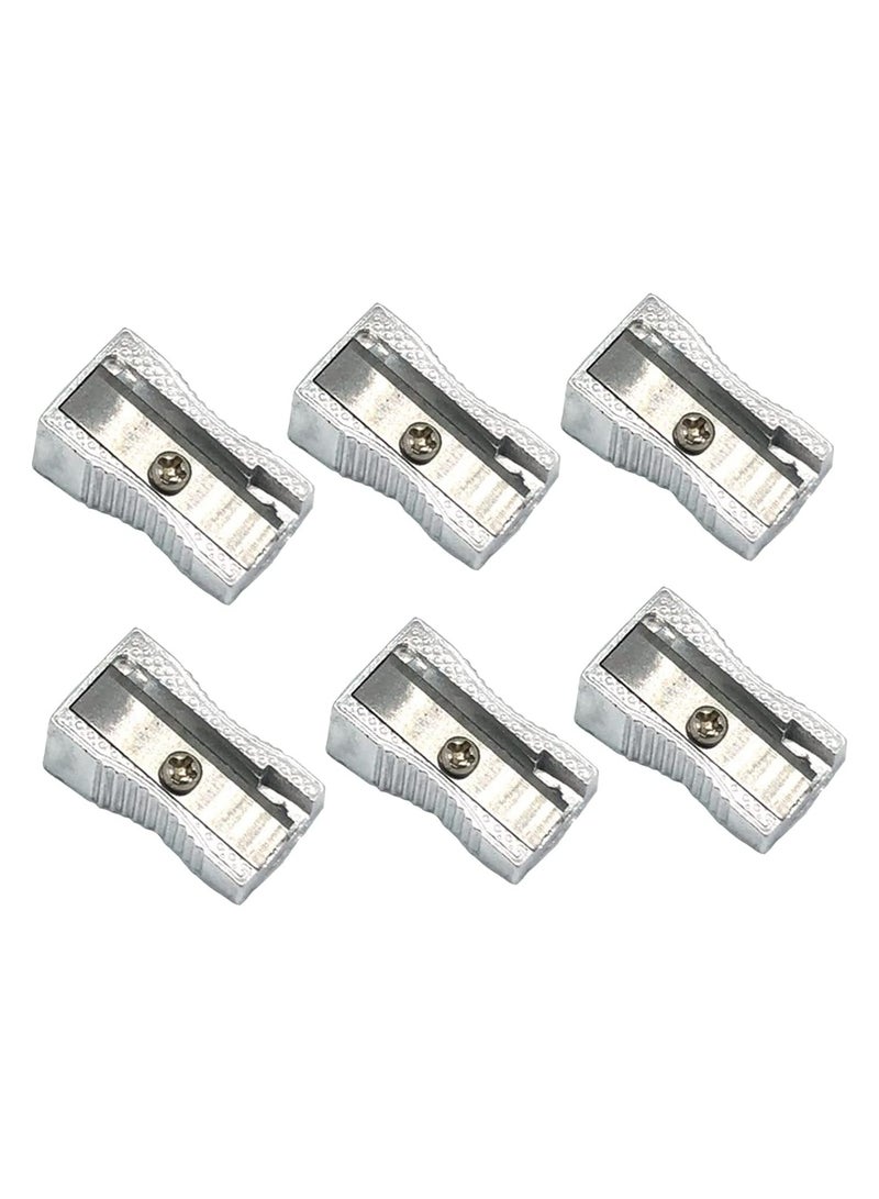 مبراة أقلام  براية معدنية ذات فتحة واحدة مصنوعة الألومنيوم، مبراة معدنية لمعظم أحجام أقلام الرصاص للبالغين والأطفال - عدد 6 - Image 1