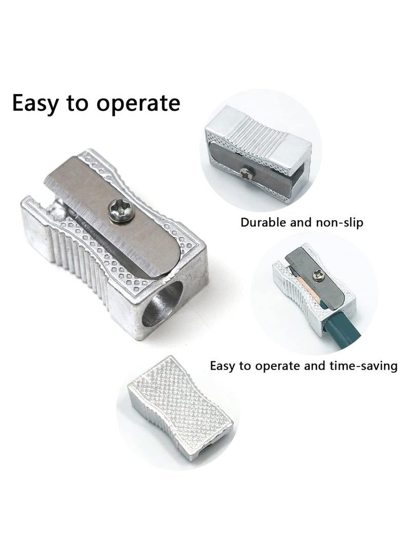 مبراة أقلام  براية معدنية ذات فتحة واحدة مصنوعة الألومنيوم، مبراة معدنية لمعظم أحجام أقلام الرصاص للبالغين والأطفال - عدد 6 - Image 3