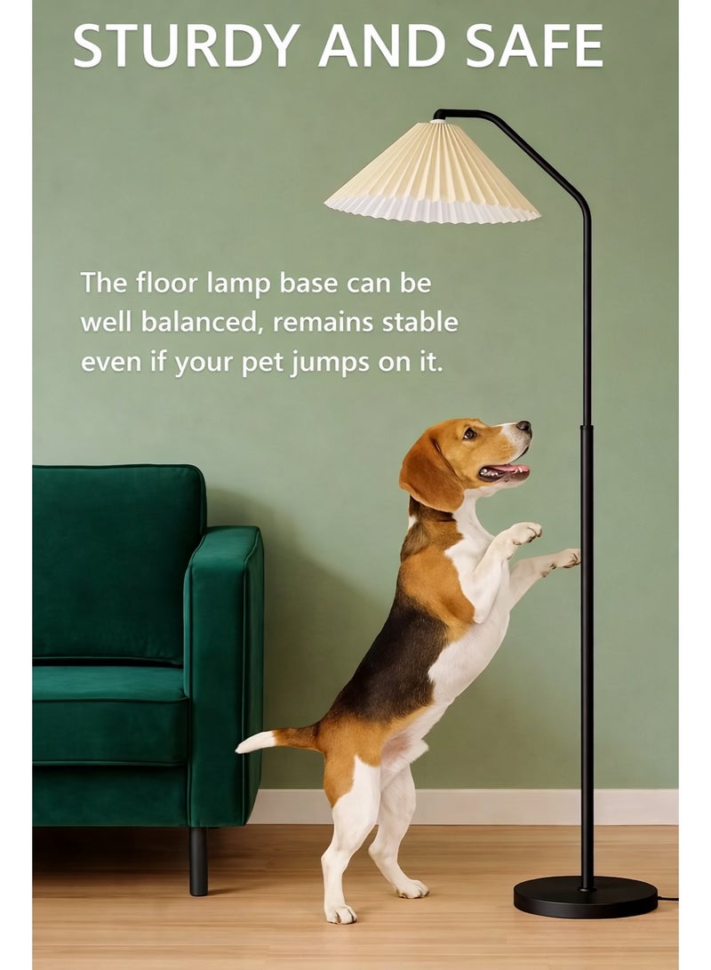 Fullight Minimalist Arc LED Floor Lamp – Tricolor Dimmable, Black, Modern Design,  Fabric Shade, for Bedroom, Living Room, Office - Image 3